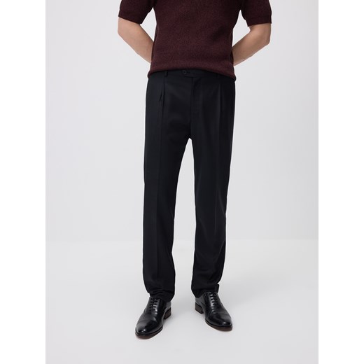 Reserved - Wełniane spodnie garniturowe - czarny ze sklepu Reserved w kategorii Spodnie męskie - zdjęcie 185943569