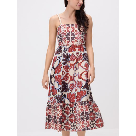 Reserved - Wzorzysta sukienka - kremowy ze sklepu Reserved w kategorii Sukienki - zdjęcie 185944009