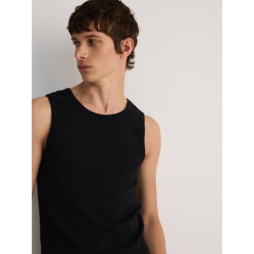 Reserved - Dzianinowy top slim fit - czarny ze sklepu Reserved w kategorii T-shirty męskie - zdjęcie 185944755