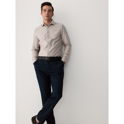 Reserved - Koszula slim z bawełny egipskiej - beżowy Reserved M okazja Reserved