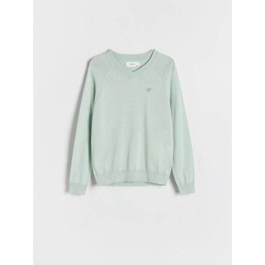 Reserved - Gładki sweter z wiskozą - jasnozielony Reserved 158 (12 lat) okazja Reserved
