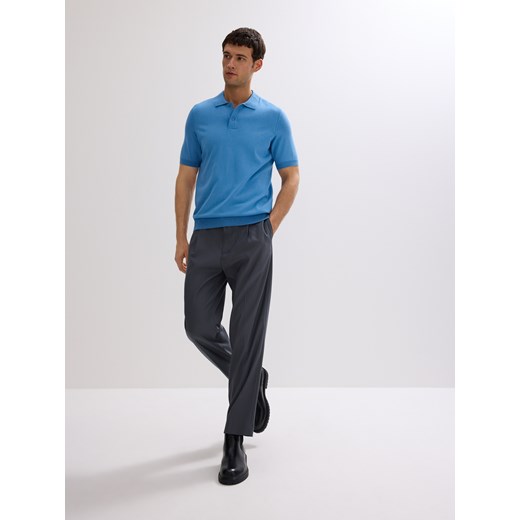 Reserved - Sweter polo z wiskozą - jasnoniebieski ze sklepu Reserved w kategorii Swetry męskie - zdjęcie 185945396