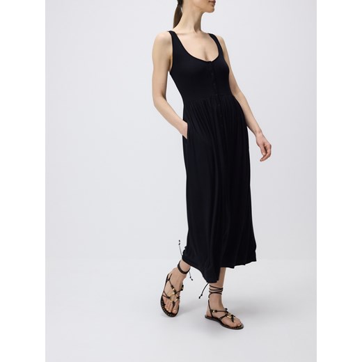 Reserved - Wiskozowa sukienka midi - czarny ze sklepu Reserved w kategorii Sukienki - zdjęcie 185946508