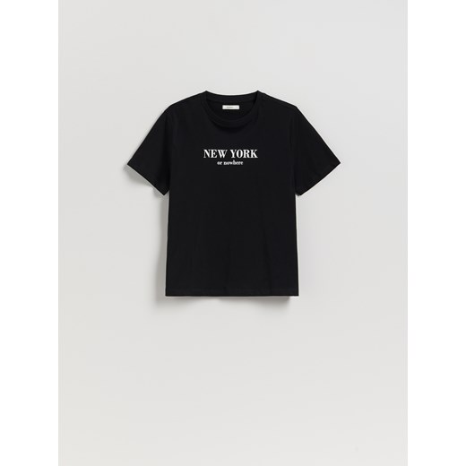Reserved - T-shirt z nadrukiem - czarny ze sklepu Reserved w kategorii Bluzki damskie - zdjęcie 185946547