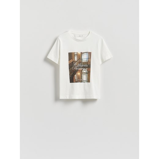 Reserved - T-shirt z nadrukiem - biały ze sklepu Reserved w kategorii Bluzki damskie - zdjęcie 185946596