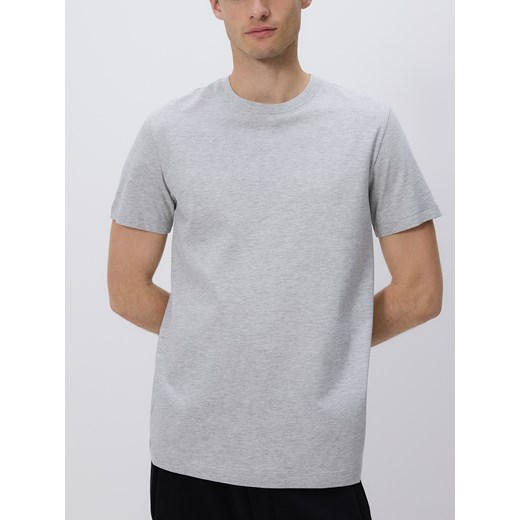 Reserved - Bawełniany t-shirt regular - jasnoszary ze sklepu Reserved w kategorii T-shirty męskie - zdjęcie 185946615
