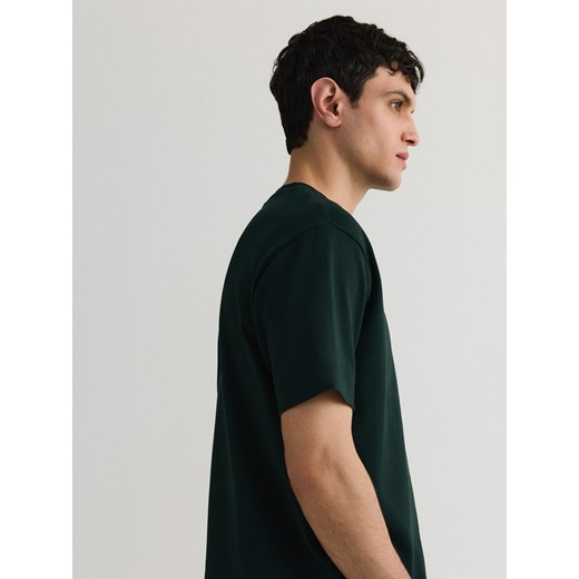 Reserved - Bawełniany t-shirt boxy - ciemnozielony ze sklepu Reserved w kategorii T-shirty męskie - zdjęcie 185946729