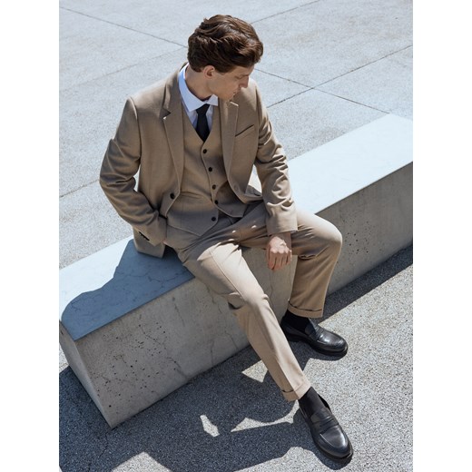 Reserved - Kamizelka garniturowa - beżowy ze sklepu Reserved w kategorii Kamizelki męskie - zdjęcie 185946796