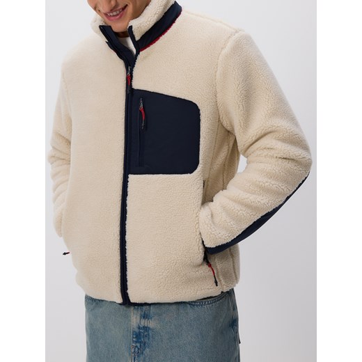 Reserved - Kurtka sherpa ze stójką - złamana biel ze sklepu Reserved w kategorii Kurtki męskie - zdjęcie 185946899