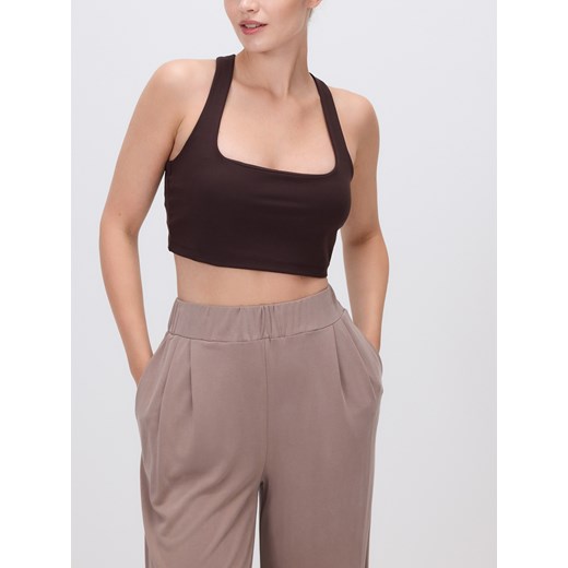 Reserved - Sportowy top - ciemnobrązowy ze sklepu Reserved w kategorii Biustonosze - zdjęcie 185946989