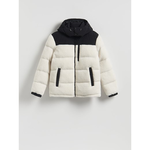 Reserved - Kurtka sherpa puffer - złamana biel ze sklepu Reserved w kategorii Kurtki męskie - zdjęcie 185947116