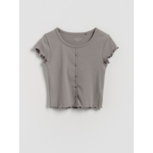Reserved - T-shirt z guzikami - ciemnoszary ze sklepu Reserved w kategorii Bluzki damskie - zdjęcie 185947296