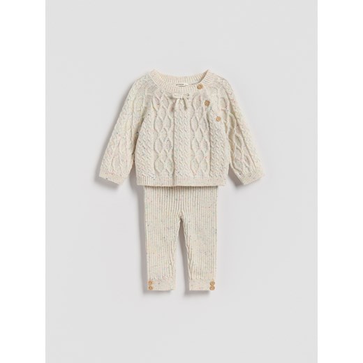 Reserved - Dzianinowy komplet z wiskozą - złamana biel ze sklepu Reserved w kategorii Odzież dla niemowląt - zdjęcie 185947437