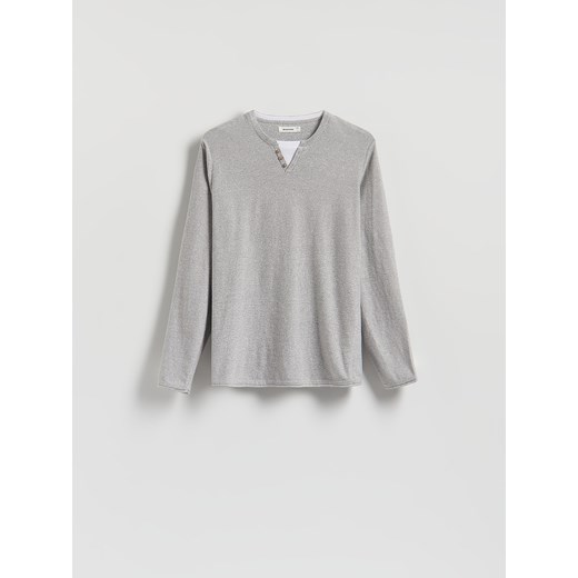 Reserved - Sweter henley - szary ze sklepu Reserved w kategorii Swetry męskie - zdjęcie 185947887