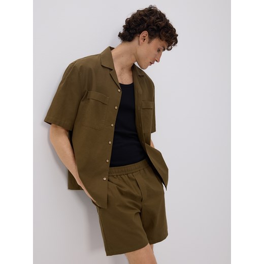 Reserved - Szorty slim z dodatkiem lnu - jasny zielony ze sklepu Reserved w kategorii Spodenki męskie - zdjęcie 185947897