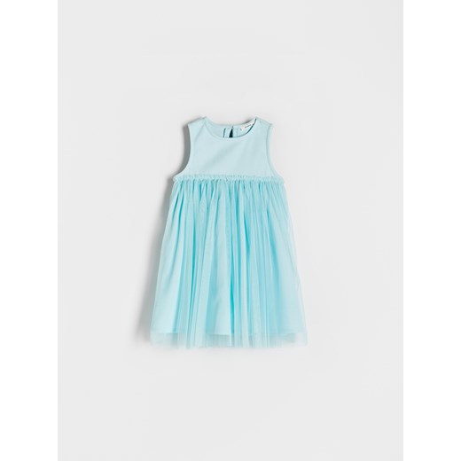 Reserved - Sukienka z tiulowym dołem - jasnoturkusowy ze sklepu Reserved w kategorii Sukienki - zdjęcie 185947905