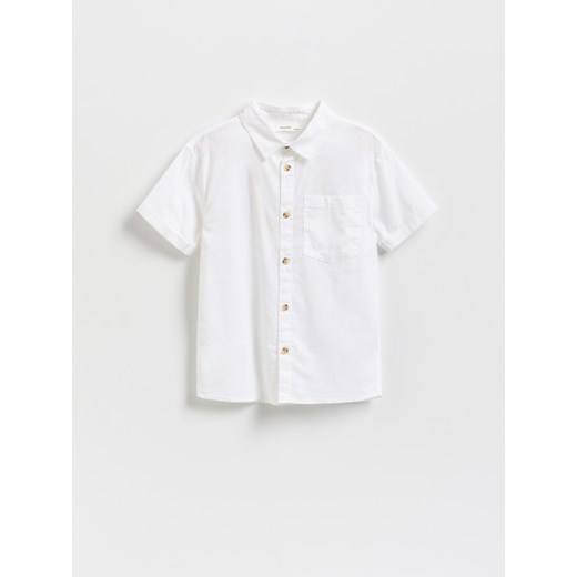 Reserved - Koszula z lnem - biały ze sklepu Reserved w kategorii Koszule chłopięce - zdjęcie 185948519