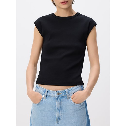 Reserved - Bawełniany top - czarny ze sklepu Reserved w kategorii Bluzki damskie - zdjęcie 185948529