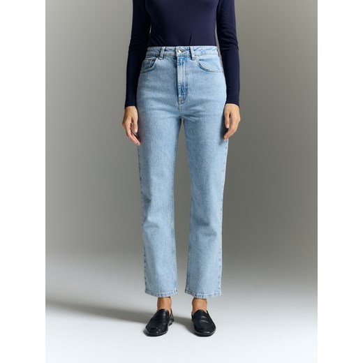 Reserved - Jeansy straight z wysokim stanem - niebieski ze sklepu Reserved w kategorii Jeansy damskie - zdjęcie 185948629
