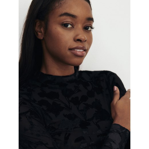 Reserved - Longsleeve regular ze wzorem - czarny Reserved L wyprzedaż Reserved