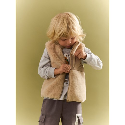 Reserved - Dzianinowa kamizelka - beżowy ze sklepu Reserved w kategorii Kamizelki chłopięce - zdjęcie 185948865