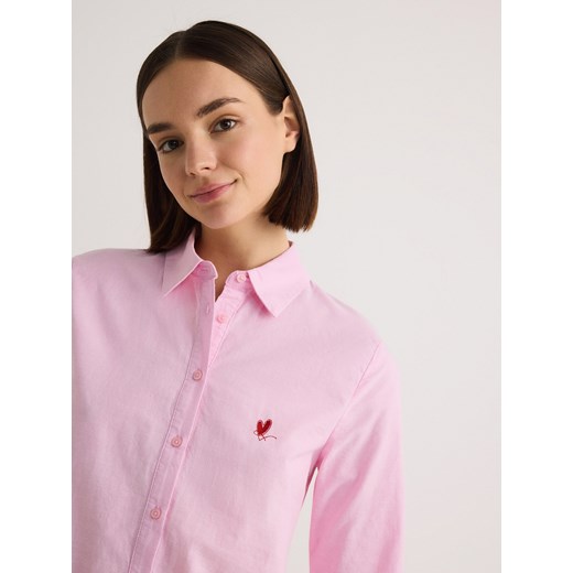 Reserved - Bawełniana koszula z haftem - różowy ze sklepu Reserved w kategorii Koszule damskie - zdjęcie 185949429