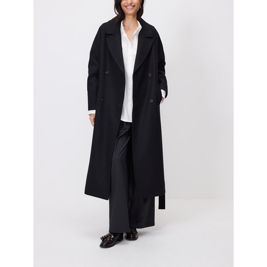 Reserved - Płaszcz z domieszką wełny - czarny ze sklepu Reserved w kategorii Płaszcze damskie - zdjęcie 185949898