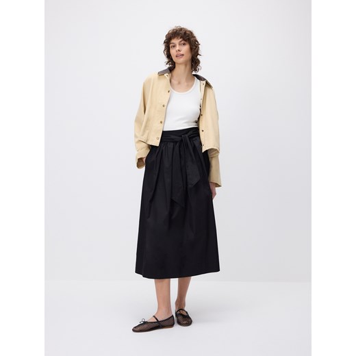 Reserved - Spódnica midi z wiązaniem - czarny ze sklepu Reserved w kategorii Spódnice - zdjęcie 185950579