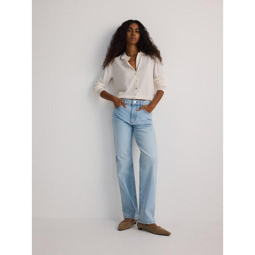 Reserved - Jeansy straight ze średnim stanem - niebieski ze sklepu Reserved w kategorii Jeansy damskie - zdjęcie 185950596