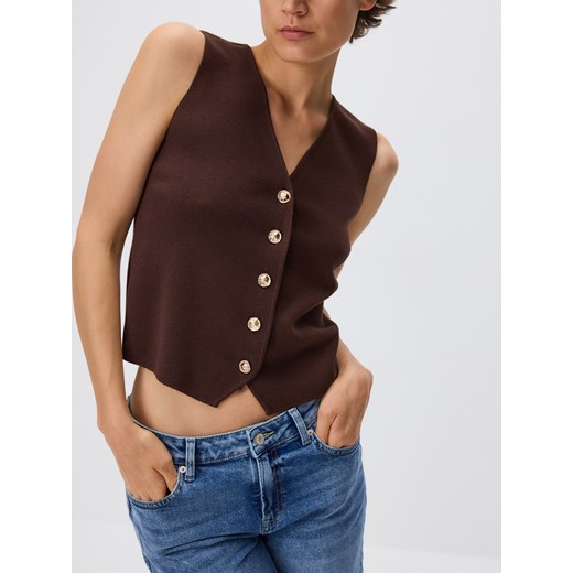 Reserved - Kamizelka z dekoracyjnymi guzikami - brązowy ze sklepu Reserved w kategorii Kamizelki damskie - zdjęcie 185950826
