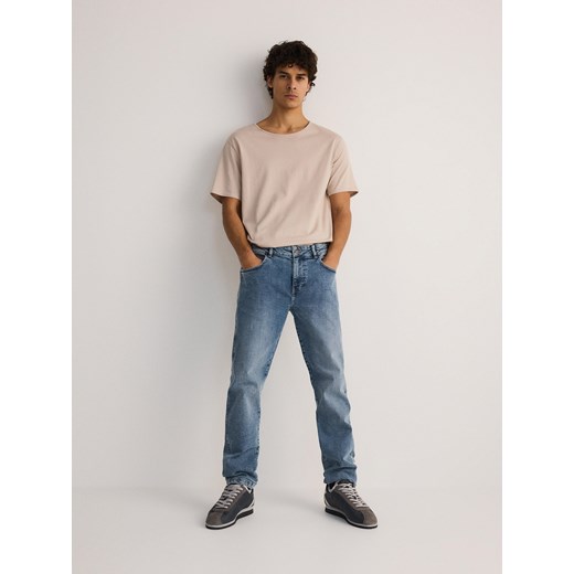 Reserved - Jeansy slim z efektem sprania - niebieski ze sklepu Reserved w kategorii Jeansy męskie - zdjęcie 185951036