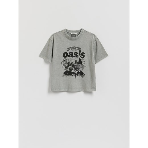Reserved - T-shirt Oasis - ciemnoszary ze sklepu Reserved w kategorii Bluzki damskie - zdjęcie 185951516