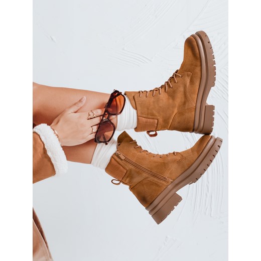 Botki damskie BASTEL kamelowe Dstreet ZY0425 ze sklepu DSTREET.PL w kategorii Workery damskie - zdjęcie 185951836