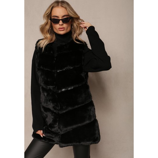 Czarna Futrzana Kamizelka Afeth ze sklepu renee.pl w kategorii Kamizelki damskie - zdjęcie 185952699