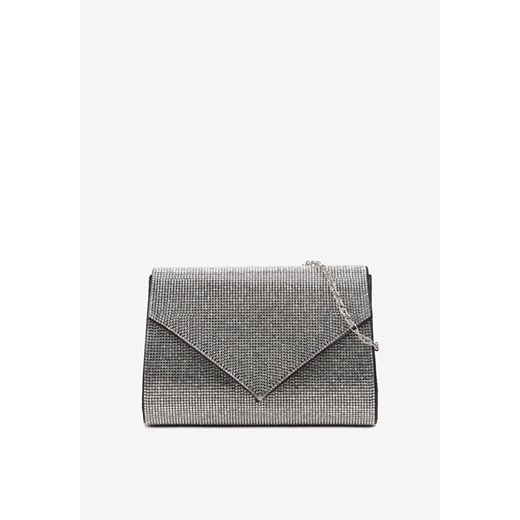 Czarno-Srebrna Torebka Kopertówka z Ozdobnymi Cyrkoniami i Metalowym Łańcuszkiem Tiamate ze sklepu renee.pl w kategorii Kopertówki - zdjęcie 185953119