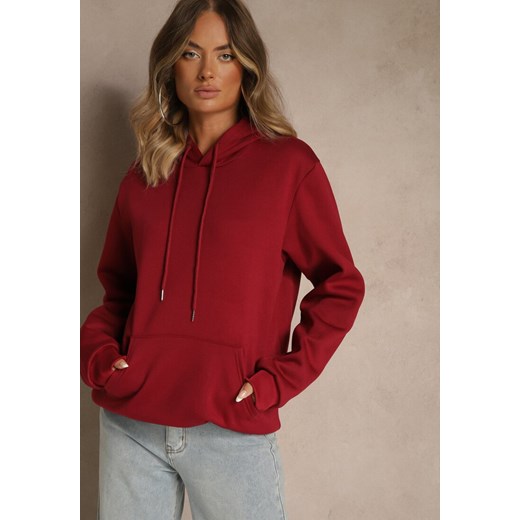 Bordowa Bluza z Kapturem Ozdobiona Ściągaczami Invila ze sklepu renee.pl w kategorii Bluzy damskie - zdjęcie 185953989