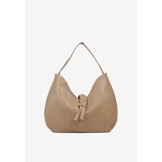 Beżowa Torebka Hobo Shopper Ozdobiona Plecionką Nalorella ze sklepu renee.pl w kategorii Torby Shopper bag - zdjęcie 185954368