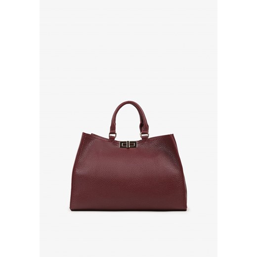 Bordowa Torebka Shopperka z Rączkami Ozdobiona Klamrą Nalasia Renee ONE SIZE renee.pl