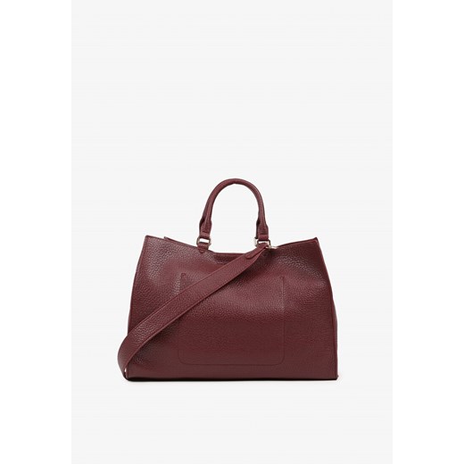 Bordowa Torebka Shopperka z Rączkami Ozdobiona Klamrą Nalasia Renee ONE SIZE renee.pl