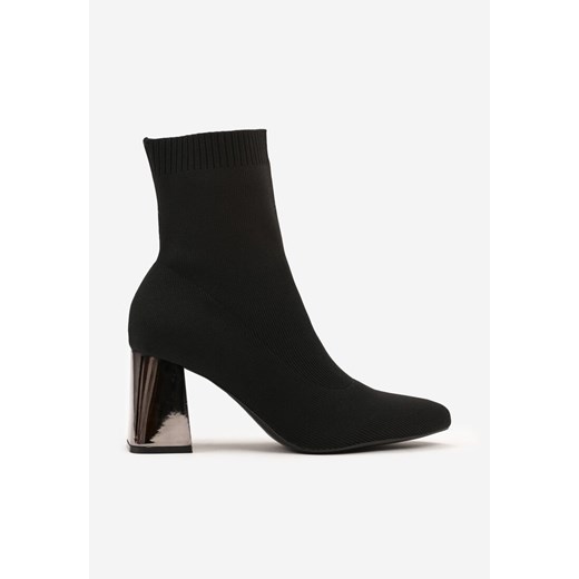 Czarne Skarpetkowe Botki Vices na Metalicznym Słupkowym Obcasie Widvira Renee 37 renee.pl