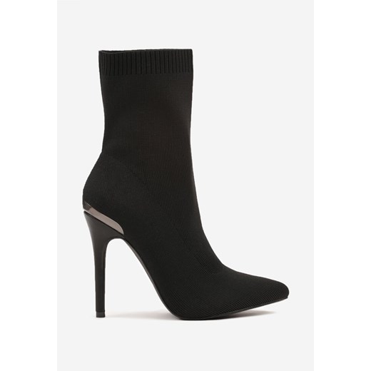 Czarne Botki Vices ze Skarpetkową Cholewką na Szpilce Brattalie Renee 38 renee.pl