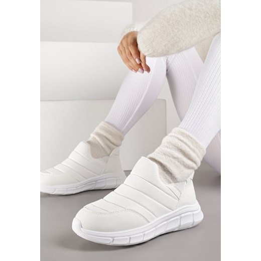 Białe Sneakersy Śniegowce na Platformie z Tłoczeniem i Pikowaną Cholewką Vermina ze sklepu renee.pl w kategorii Buty sportowe damskie - zdjęcie 185955855
