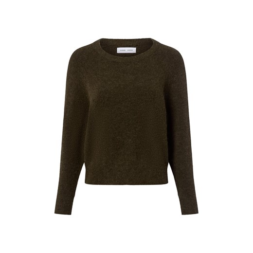 Samsøe Samsøe Damski sweter z dzianiny - Nor o-n Short z zawartością alpaki i merynosów Kobiety oliwkowy jednolity ze sklepu vangraaf w kategorii Swetry damskie - zdjęcie 185956635