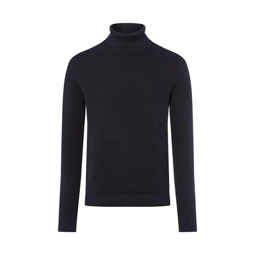 Selected Męski sweter z dzianiny - SLHDane Mężczyźni Bawełna granatowy jednolity ze sklepu vangraaf w kategorii Swetry męskie - zdjęcie 185956719