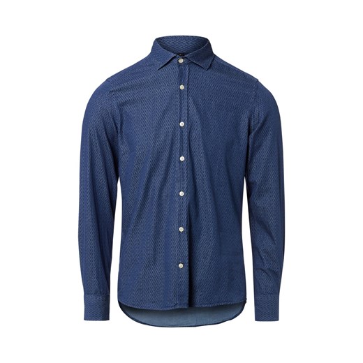 Finshley & Harding Koszula męska Mężczyźni Slim Fit Bawełna indygo wzorzysty ze sklepu vangraaf w kategorii Koszule męskie - zdjęcie 185956735