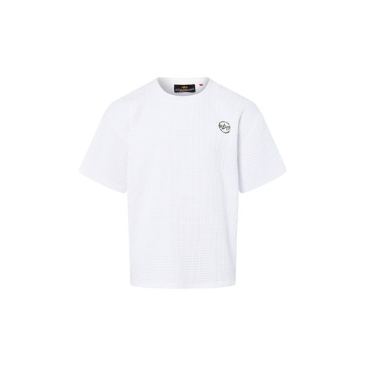 Alpha Industries Koszulka męska - Studio Waffle Mężczyźni Bawełna biały wypukły wzór tkaniny ze sklepu vangraaf w kategorii T-shirty męskie - zdjęcie 185956776