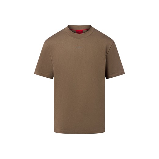 HUGO Koszulka męska - Dapolino Mężczyźni Bawełna błotnisty jednolity ze sklepu vangraaf w kategorii T-shirty męskie - zdjęcie 185956795