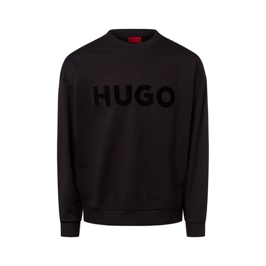 HUGO Bluza męska - Dinex Mężczyźni Bawełna czarny jednolity ze sklepu vangraaf w kategorii Bluzy męskie - zdjęcie 185956808
