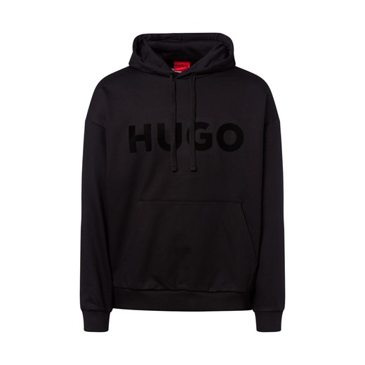 HUGO Męska bluza z kapturem - Ditchle Mężczyźni Bawełna czarny jednolity ze sklepu vangraaf w kategorii Bluzy męskie - zdjęcie 185956809