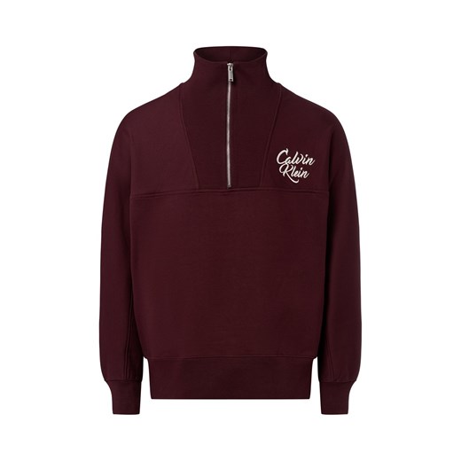 Calvin Klein Jeans Troyer męski Mężczyźni bordowy jednolity ze sklepu vangraaf w kategorii Bluzy męskie - zdjęcie 185956817